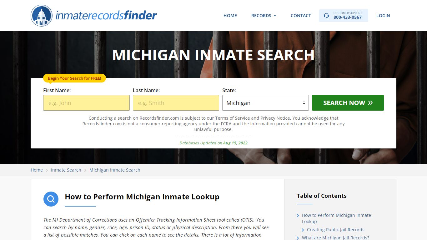Michigan Inmate Search - Jail & Prison Records Online