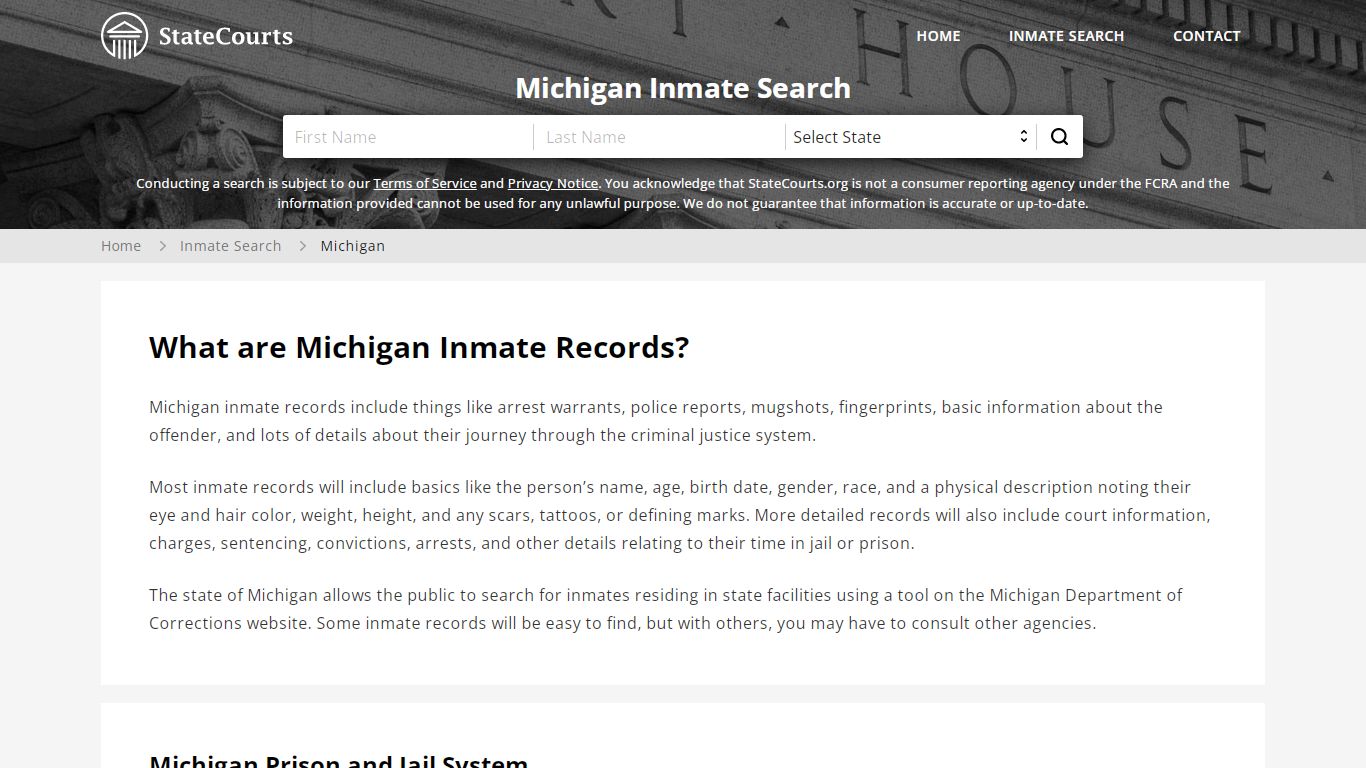 Michigan Inmate Search, Prison and Jail Information ...